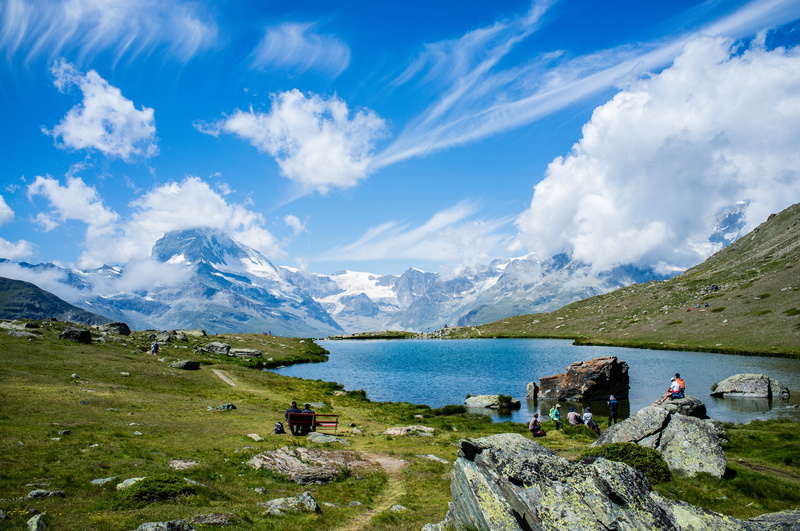 clouds, europe, group of people, nature, water, fujifilm  x100, mountain Peak, people, matterhorn, Switzerland, snow, zermatt, outdoors, day, 4K, scenics