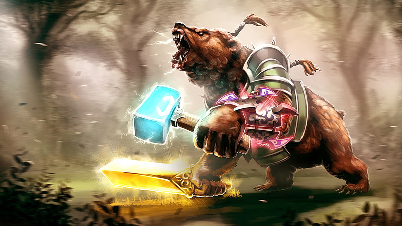 wet, reflection, bizarre, pets, fun, dog, domestic, outdoors, warrior, 1080P, bear, water, illustration, domestic animals, dota 2, vertebrate, one animal