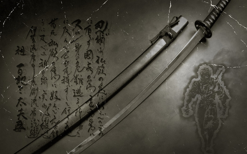Japanese, digital art, 1080P, anime, typography, sword, katana, kanji