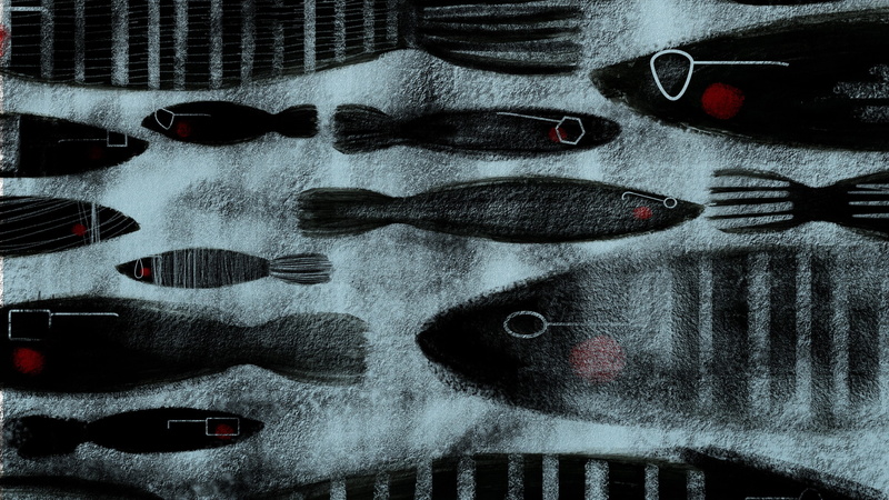 close-up, winter, textile, metal, creativity, land vehicle, drawing, animals, simple background, artwork, detail, fish, still life, illustration, motor vehicle