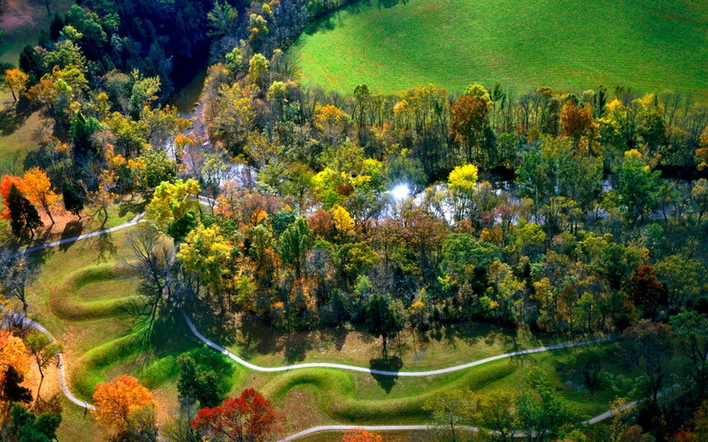 adams, historic, effigy mound, serpent, 3d and abstract, serpent mound, great, mound, ohio, 1080P, magic, county