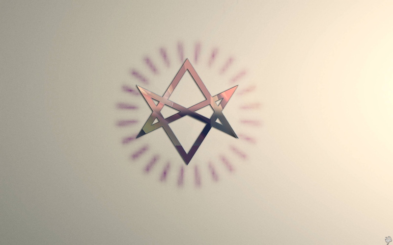 circle, pink, Unicursal Hexagram, white, minimalism, 2K