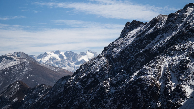 tranquil scene, tranquility, cold temperature, nature, snowcapped mountain, ranges, sky, outdoors, formation, mountain peak, scenics - nature, beauty in nature