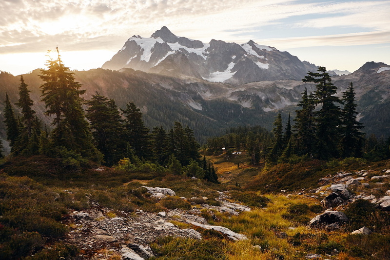 landscape, mountains, North Cascades National Park, 2K, USA, trees, nature, Mount Shuksan, rock, forest