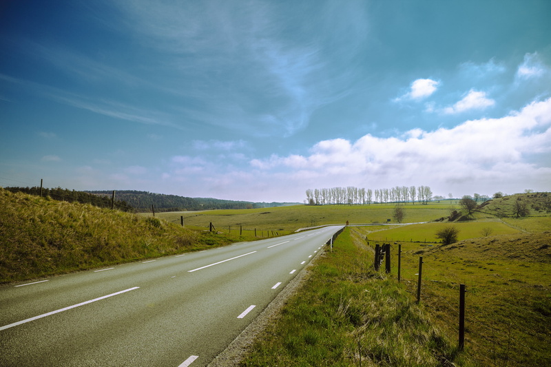 cuneta, verde, 5K, naturaleza, carretera