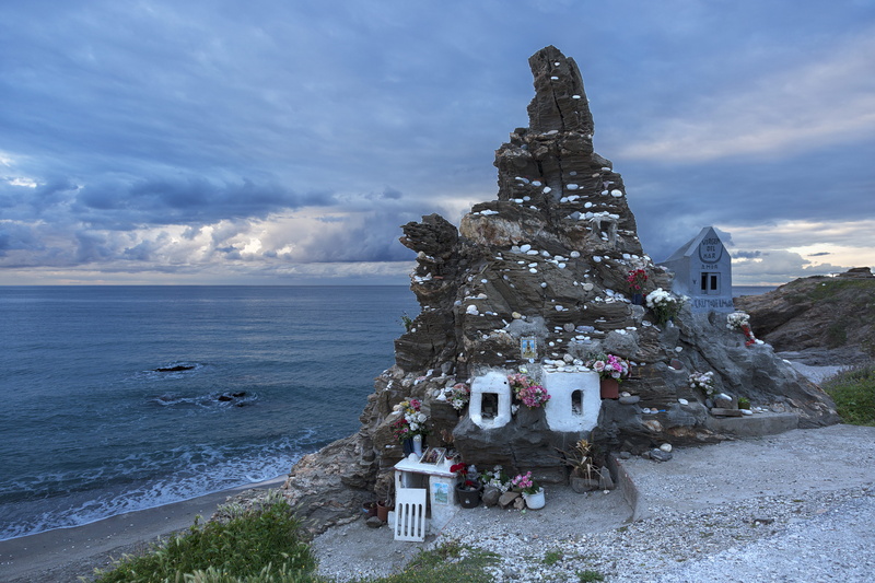 roca virgen del mar y cristo del mar, cielo, architecture, carretera de almería, sea, mountain, built structure, spain, torrox, santurario, 5K, beach