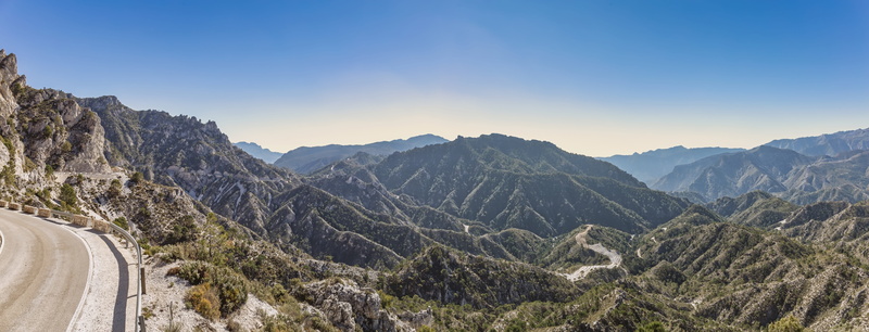 scenic, environment, tranquility, blue, landscape, transportation, pine woodland, mountain peak, land, road, panorama, scenics - nature, no people, coniferous tree