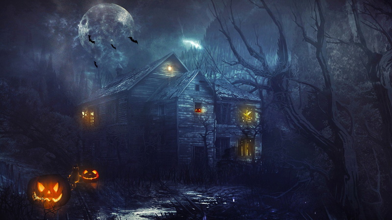 2K, halloween, vieja, calabazas, casa, noche, 2016