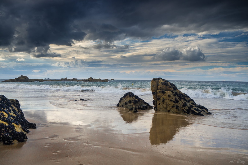 Clouds, Abend, rock - Object, rock formation, Cap Frehel, Tide, nature, Felsen, Beach, St. Michel, Landscape, rock, cloud - Sky, water, wave, Himmel, scenics