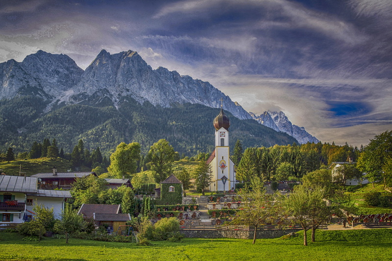 building, beauty in nature, spirituality, place of worship, scenics - nature, hiking paradise, mountain, building exterior, nature, bavaria, mountain range