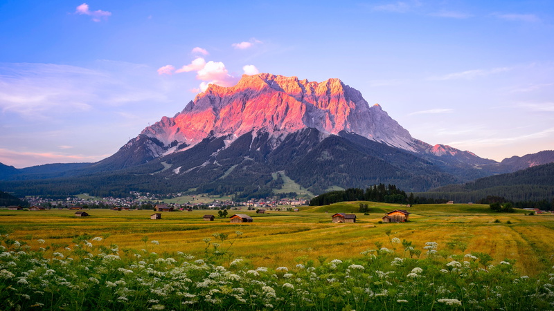 austria, no people, rural scene, cloud - sky, farm, tyrol, mountain, landscape, growth, agriculture, mount scenery, nature, meadow, land, 4K, zugspitze