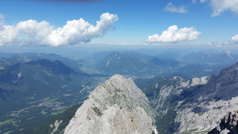 Germany, tranquility, mountain range, no people, summer, sky, blue, garmisch-partenkirchen, landscape, cloud - sky, outdoors, top, environment, idyllic