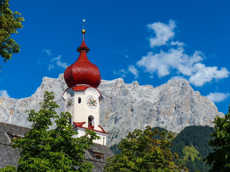 postcard, ehrwald, dome, rock, nature, landscape, sky, outdoors, zugspitze massif, building, architecture, zugspitze, summit, built structure, day, plant