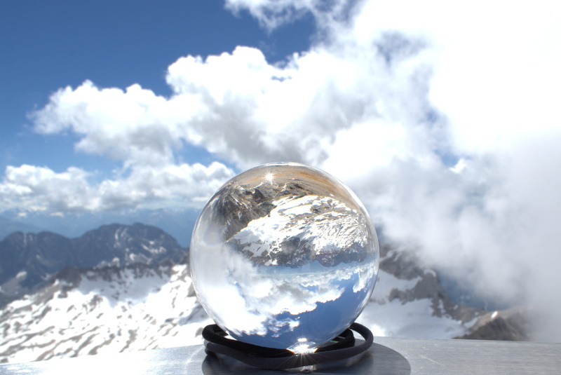 view, garmisch, mountain, mountain pass, glass ball, bright, sphere, sunlight, day, rock rocks, relaxation, beauty in nature, outdoors, silver colored