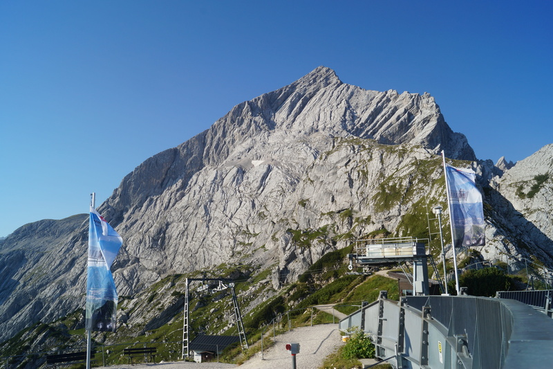 scenics - nature, beauty in nature, formation, alpspitze, sky, garmisch, blue, water, outdoors, non-urban scene, nature, plant, clear sky, mountain range