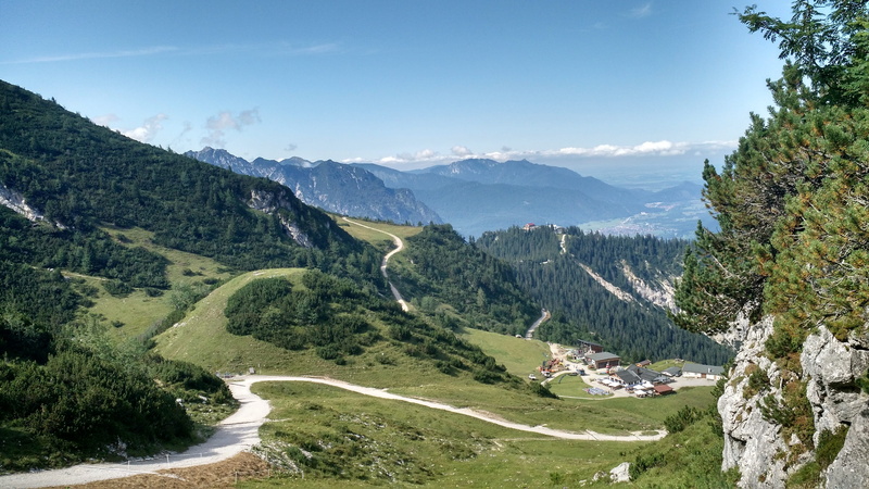 garmisch-partenkirchen, alps, tranquil scene, high angle view, tree, road, outdoors, mountain range, environment, scenics - nature, tranquility, plant