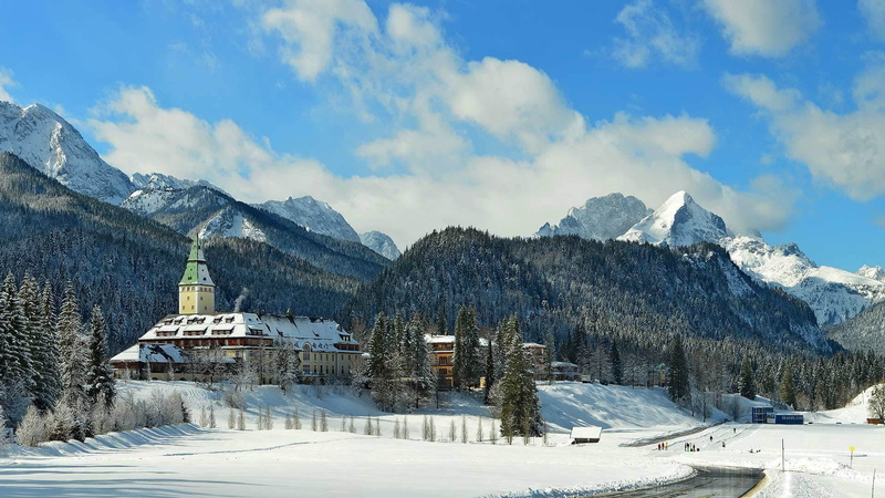 mountain range, snowcapped mountain, environment, mountain, Bayern, winter, tranquility, day, sky, trees, snow, nature, 1080P, built structure, scenics - nature