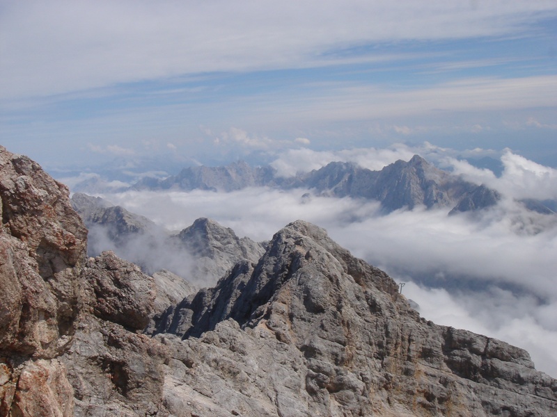 cloud - sky, scenics - nature, zugspitze massif, view, mountain ridge, mountain range, outdoors, sky, idyllic, mountain, tranquility, non-urban scene, destination