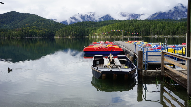tranquil scene, tranquility, no people, transportation, cloud - sky, day, non-urban scene, water, nautical vessel, garmisch, mountains, reflection, 5K