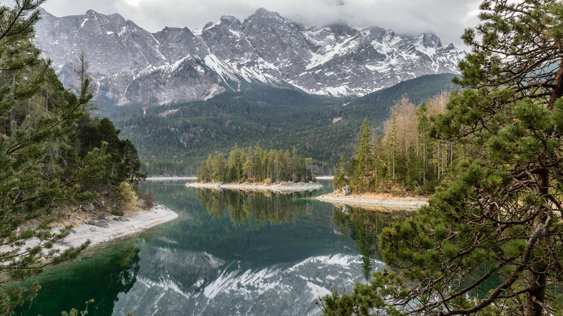 mountain, mountain lake, day, germany, 4K, no people, mountain peak, formation, grainau, water, alps, non-urban scene, tarn, reflection, bavaria, plant