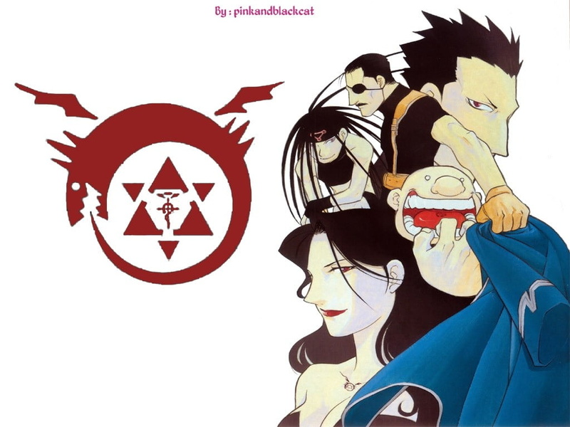 red, Wrath, Envy, white, couple - relationship, sign, adult, Full Metal Alchemist, leisure activity, women, men, Greed, textile, teenager, Lust, real people