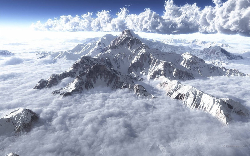 clouds, scenics - nature, cloud - sky, mountain peak, snowy, snowcapped mountain, white, sky, nature, no people, day, 720P, outdoors, snow, tranquil scene
