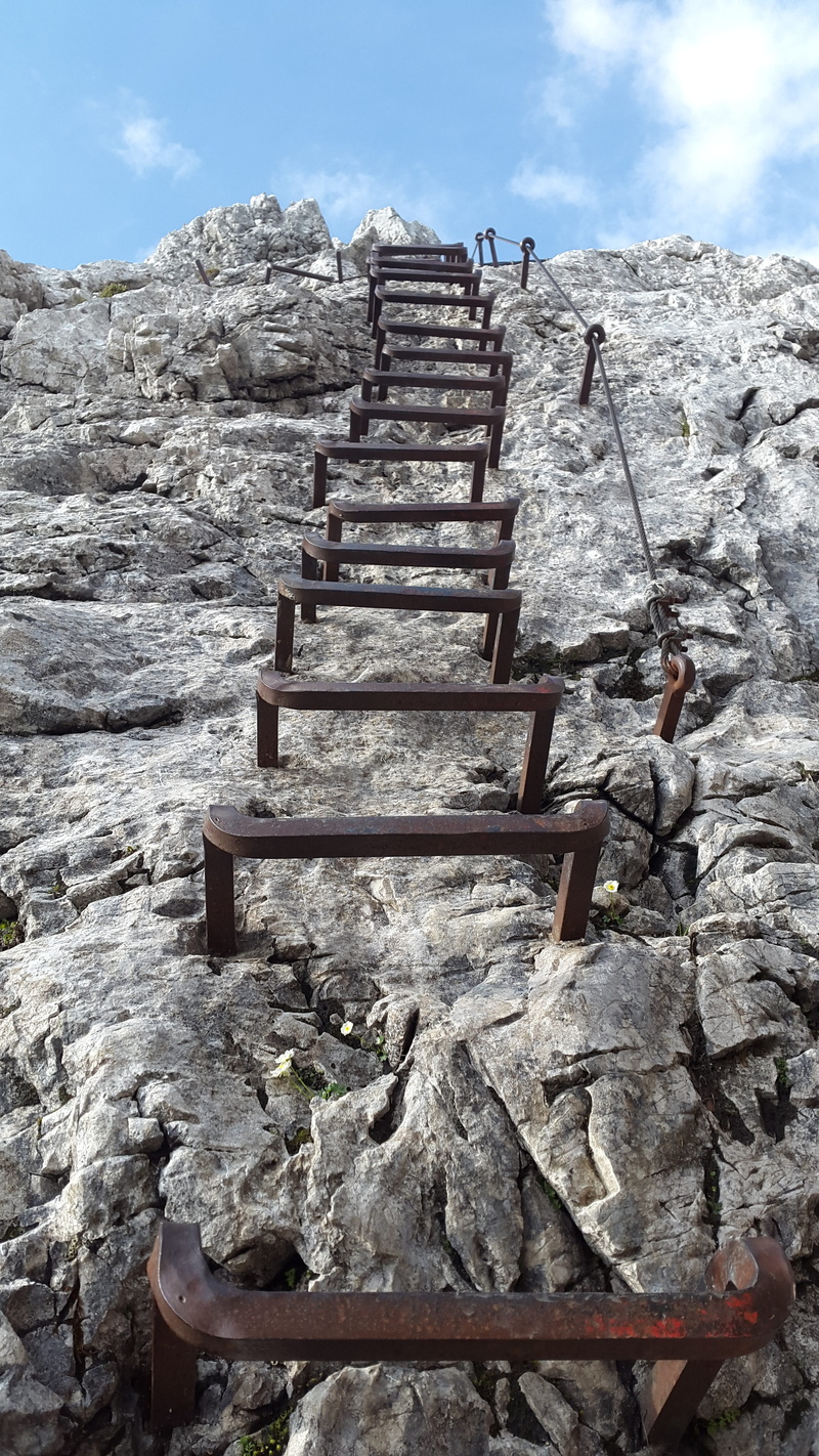 old, north face ferrata, mountain, rock formation, away, rock, the way forward, Climbing, landscape, ladder rungs, direction, solid, ostallgäu, alpine