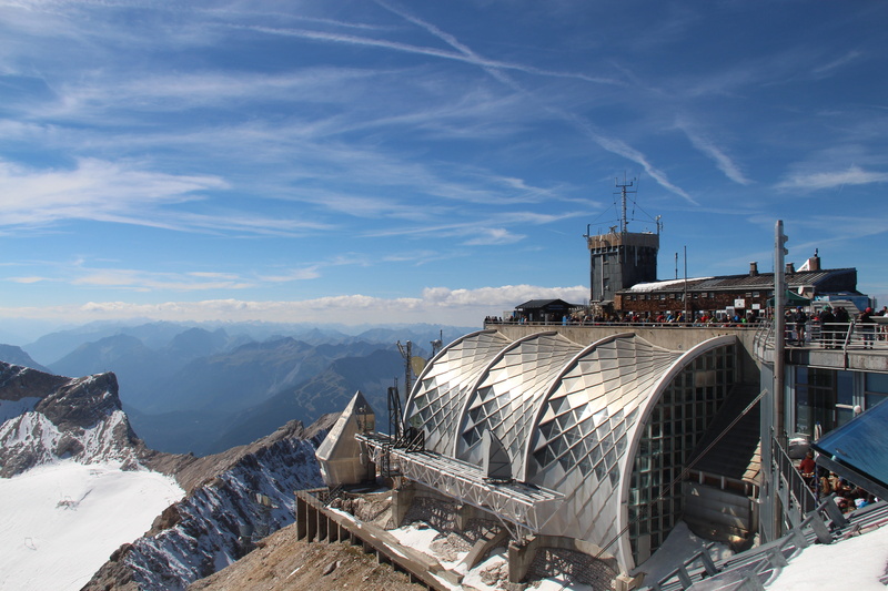 mountain range, building exterior, cloud - sky, clouds, zugspitze massif, sunlight, view, 5K, distant view, allgäu, snow, day, sky, nature, germany, mountain