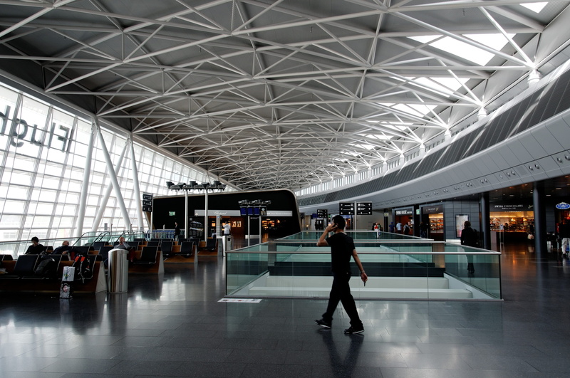 inside, transportation, indoors, walking, travel, communication, architecture, modern, airport departure area, phone, journey, tiled floor, Zurich, flooring