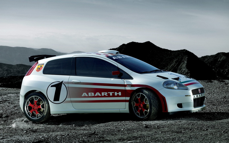 outdoors, sky, day, land vehicle, car, white, red, 1080P, mountain range, fiat punto, tuning, hatchback, scenics - nature, Fiat, transportation, non-urban scene