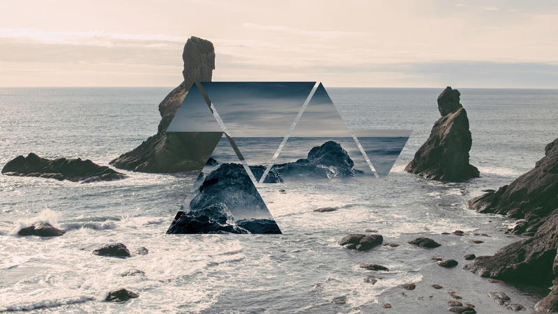 sea, geometry, digital art, nature, polyscape, 1080P