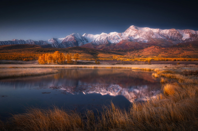 Lake Dzhangyskol, fall, Altai Mountains, 1080P