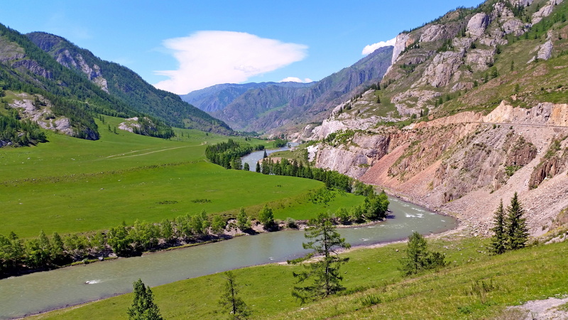 5K, rocky, valley, non-urban scene, day, grass, mountains, view, mountain, wild, green color, scenics - nature, travel, river, altai, rocks, idyllic, russia