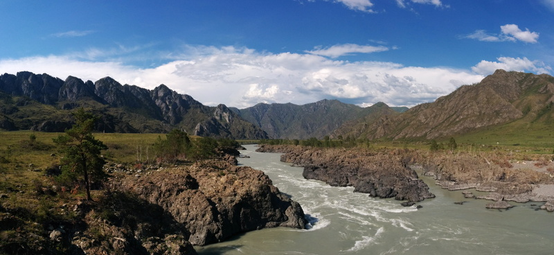 height, land, tranquil scene, rock, sky, forest, environment, summer, solid, day, mountains, turquoise, cloud - sky, 5K, river, flowing, landscape, mountain range