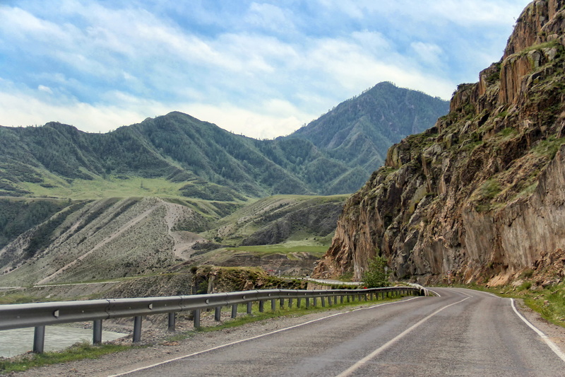green color, russia, summer, altai, siberia, transportation, travel, scenics, formation, diminishing perspective, the way forward, hill, cloud - sky, no people