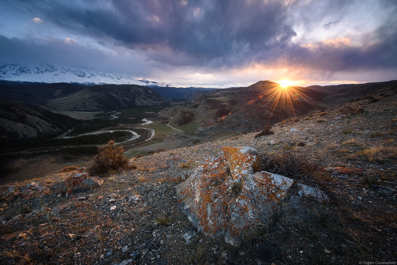 mountains, sunset, Russia, Altai Krai, 1080P