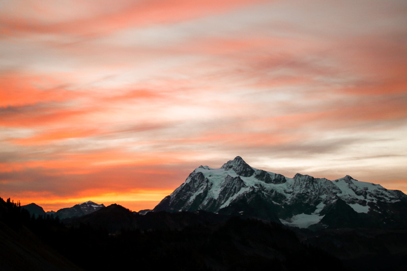 scenery, scenics - nature, dramatic sky, peak, sky, no people, mount shuksan, landscape, tranquil scene, sunset, crest, snowcapped mountain, 8K, wilderness