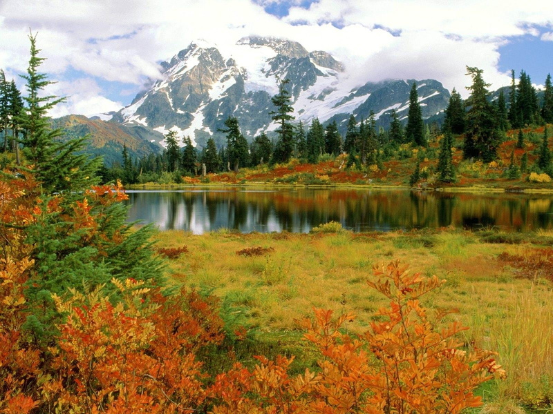 day, park, wall, sky, beauty in nature, nature, snowcapped mountain, autumn, mountain, tranquility, no people, cloud - sky, reflection lake, plant, tranquil scene