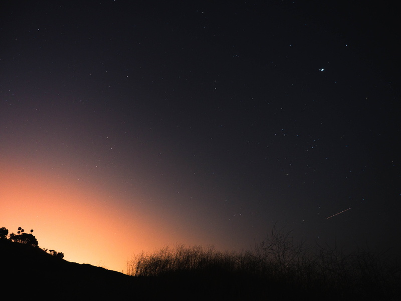 low angle view, astronomy, silhouette, trees, nature, beauty in nature, night, star - space, comets, rancho palos verdes, no people, star field, tree, space and astronomy