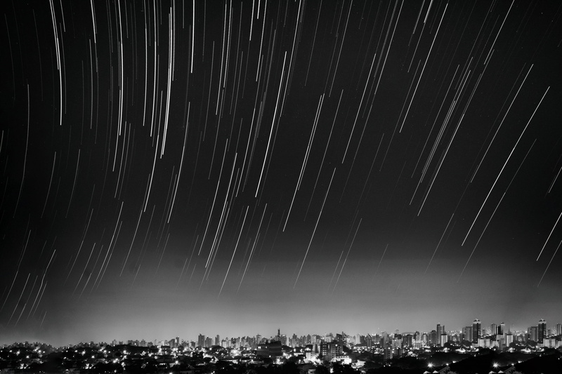 skyscraper, dark, building exterior, space, star trail, no people, nature, digital composite, sky, brasil, nighttime, atmosphere, building, night sky, campina