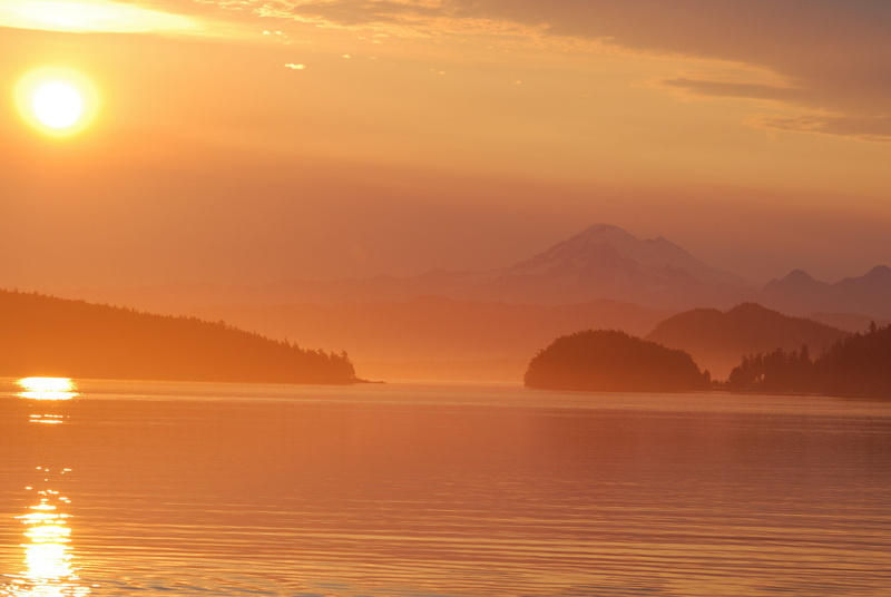 outdoors, washington, landscape, tranquil scene, sun, nature, sky, reflection, idyllic, 2K, fog, orange color, morning, waterfront, sunlight, sunset, orange