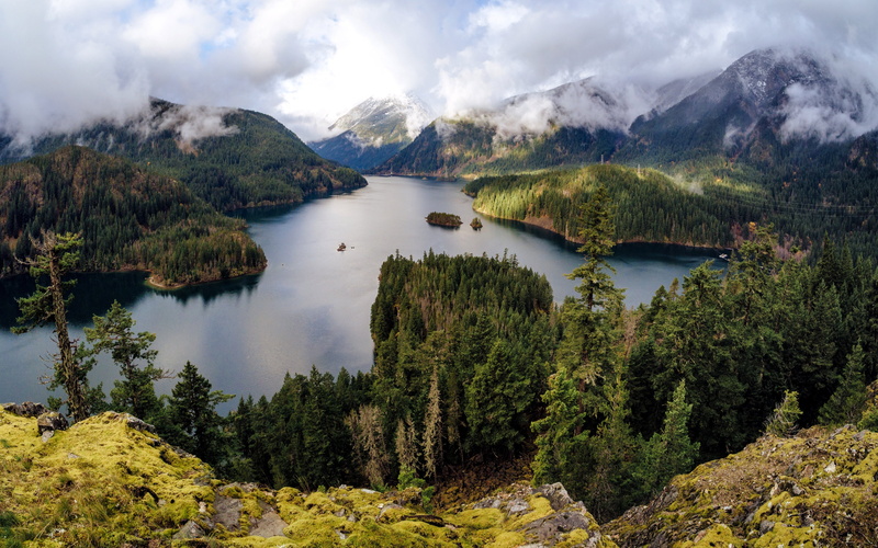 scenery, north, 4K, usa, lake, nature, forests, cascades, washington, mountains