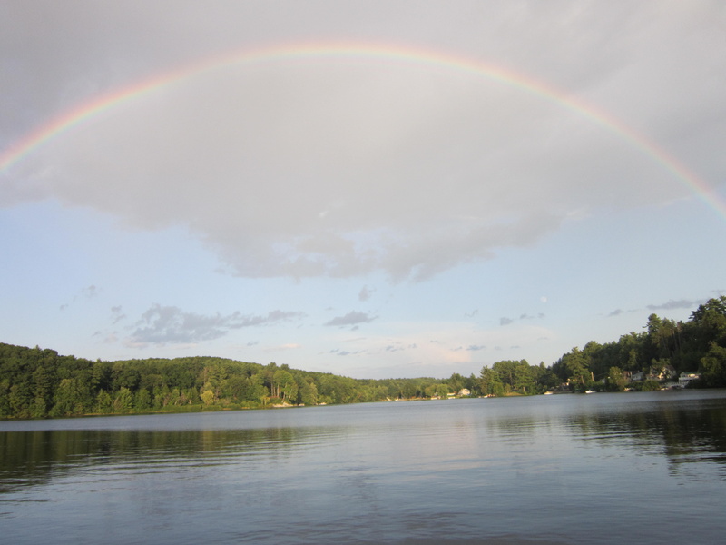 cloud - sky, no people, nature, plant, rainbow, scenics - nature, water, rainbows, beauty in nature, outdoors, lake, 4K, tranquility, multi colored, idyllic