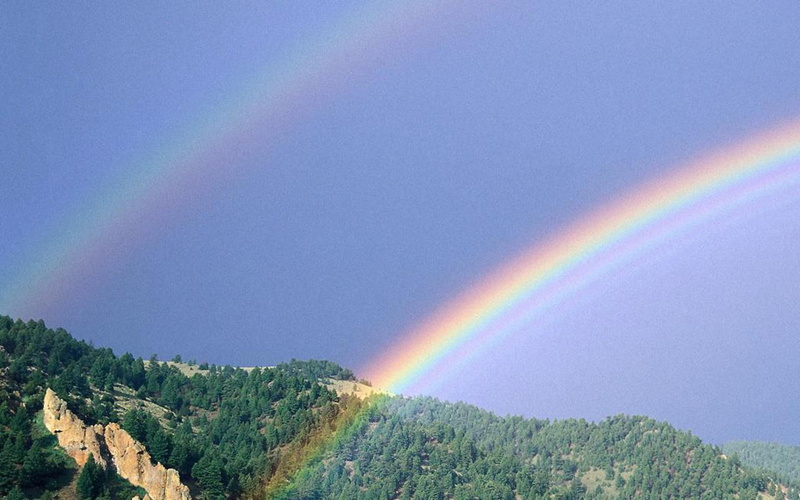 mountains, 1080P, rainbows, rainbow, nature and landscapes, nature, double
