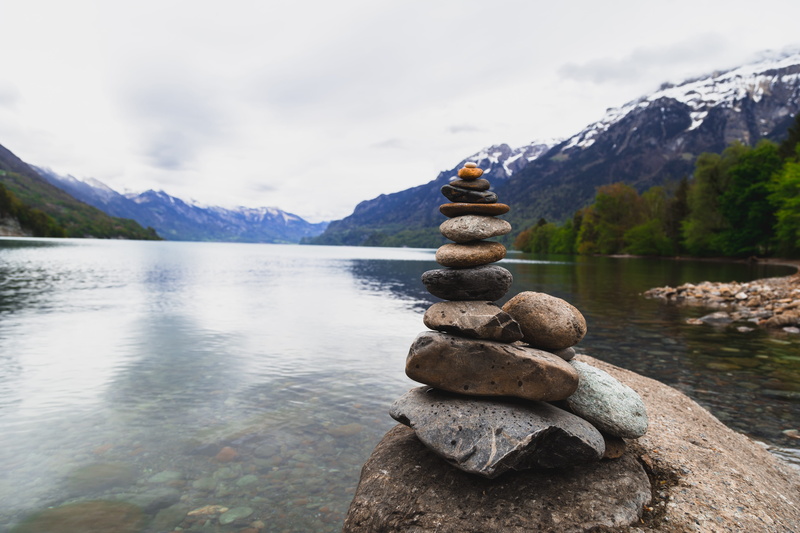 interlaken, rock, forest, stone - object, no people, lake, rock - object, landscape, pebble, mountain, scenics - nature, solid, snow mountain, balance