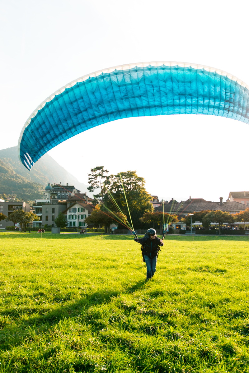 day, field, sky, photo, 4K, switzerland, standing, rear view, leisure activity, lifestyles, land, real people, green color, smile, interlaken, outdoors