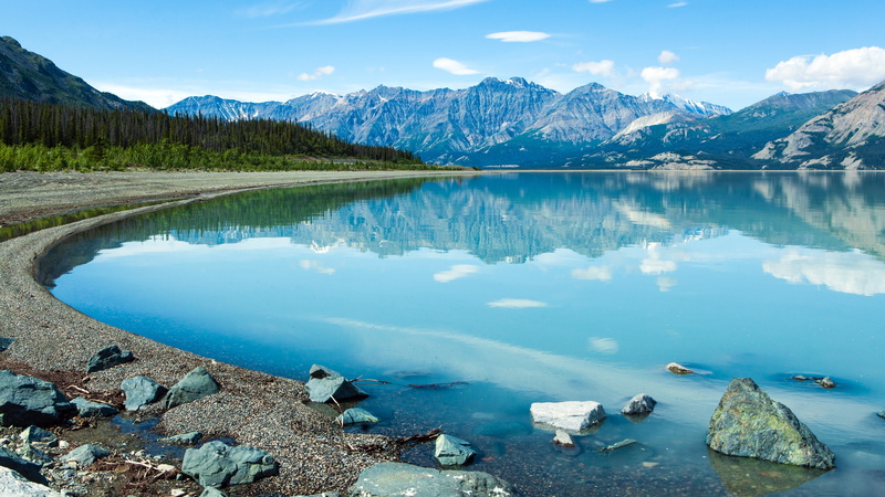 travel, blue, landscape, tourism, rock - Object, water, Yukon, mountain, tranquility, lake, sky, clear, snow, idyllic, europe, snowcapped mountain, alberta