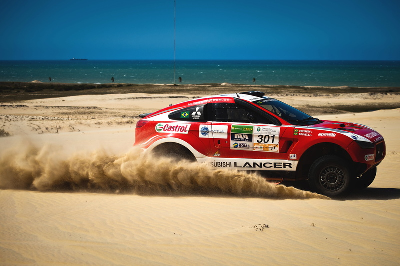 Rally, Speed, Machine, 301, Side view, Desert, Auto, Sea, 2K, Sport, Coast, Heat, SUV, Red, Dakar, Race, Mitsubishi, Sand, Day
