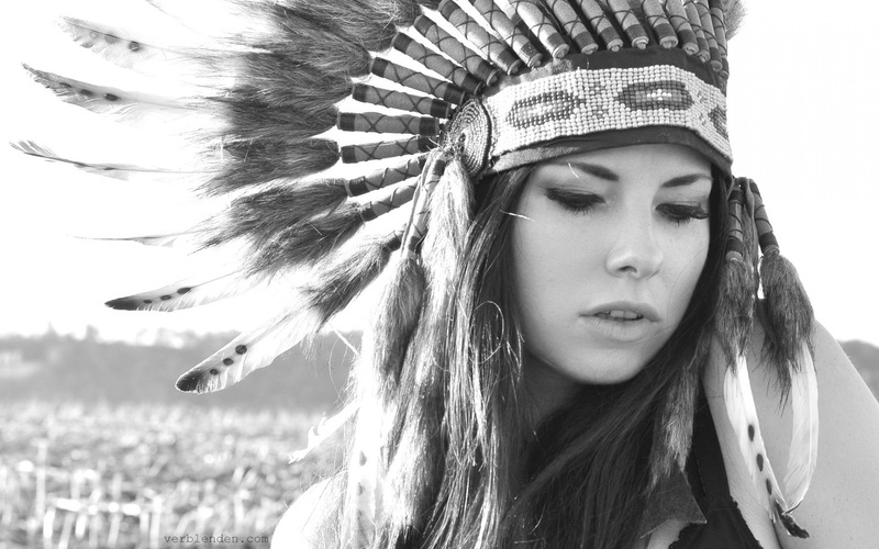 human face, hair, close-up, focus on foreground, leisure activity, 1080P, monochrome, hairstyle, headdress, feathers, beauty, young adult, real people
