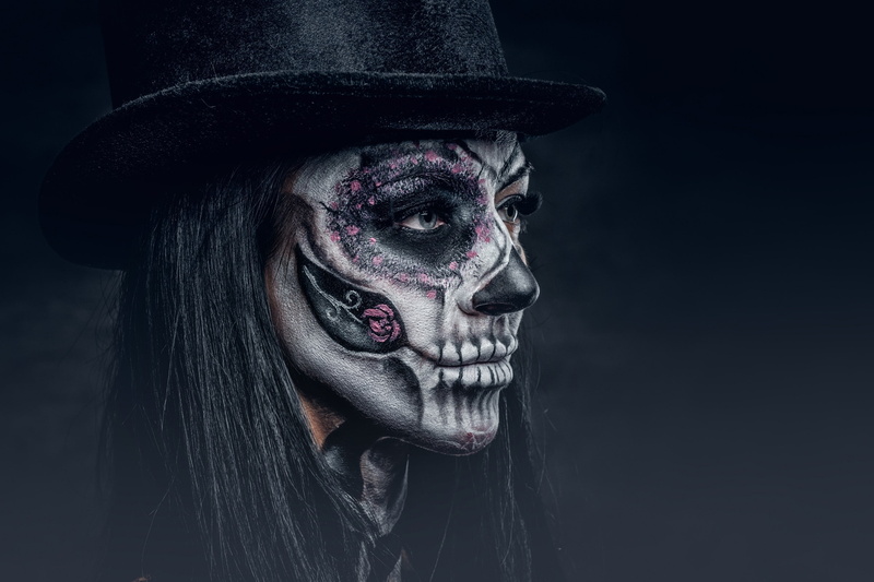 2K, women, makeup, model, Dia de los Muertos